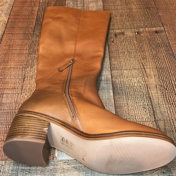 J. Crew Knee high stacked heel boots in leather BJ870 brown - Picture 9 of 10